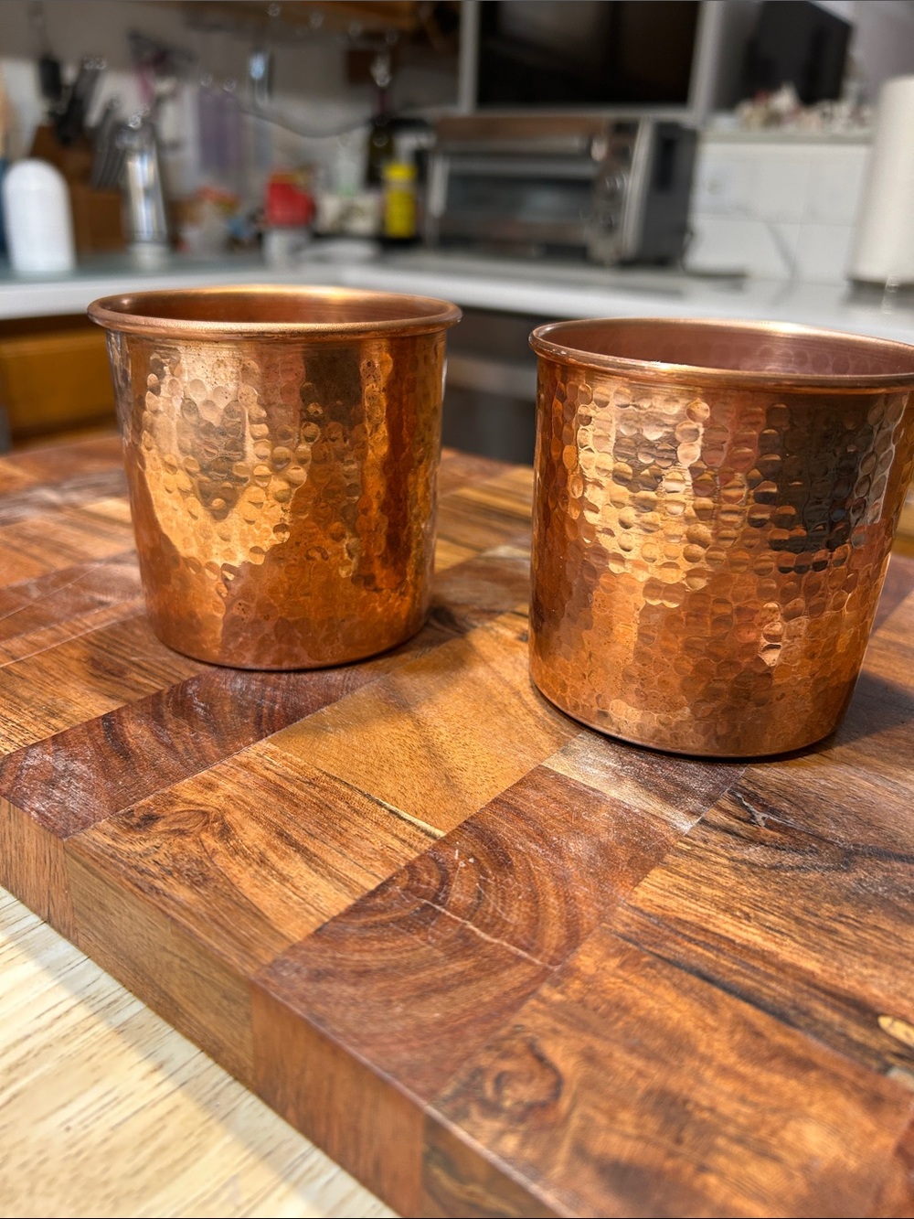Two solid Hammered Copper Tumbler - Set of 2